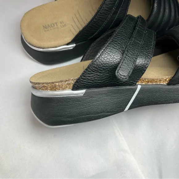 Naot Vesta Leather Sandal in Black Size 10