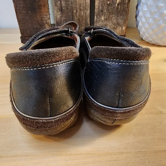 NAOT Womens Matai MaryJane Loafers Size 11 Leather Navy Blue Brown Cork Footbed
