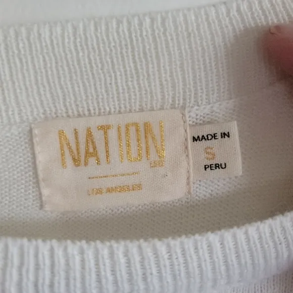 NATION LTD, Cotton/Alpaca Blend Lightweight Sweater,3/4 Sleeve, Size‎ Small