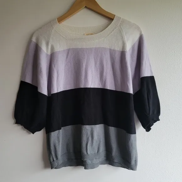 NATION LTD, Cotton/Alpaca Blend Lightweight Sweater,3/4 Sleeve, Size‎ Small