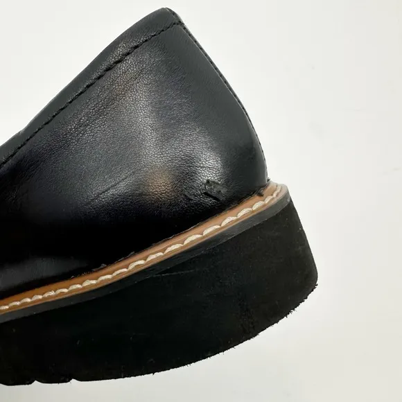 NATURALIZER Adiline Lug Sole Loafers Black‎ Leather Size 7