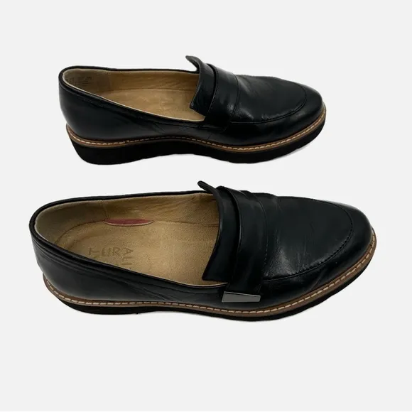 NATURALIZER Adiline Lug Sole Loafers Black‎ Leather Size 7