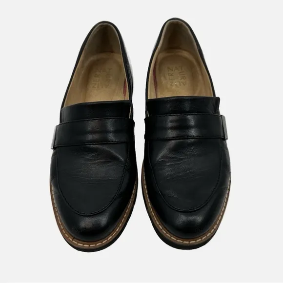 NATURALIZER Adiline Lug Sole Loafers Black‎ Leather Size 7
