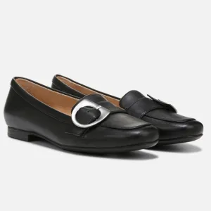 Naturalizer Flat Loafers Kayden Moc Size 7 Buckle Slip On Flats Black Modern EUC