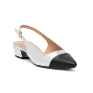 NATURALIZER PREMIUM Silver/black Leather Banks Slingback Flats