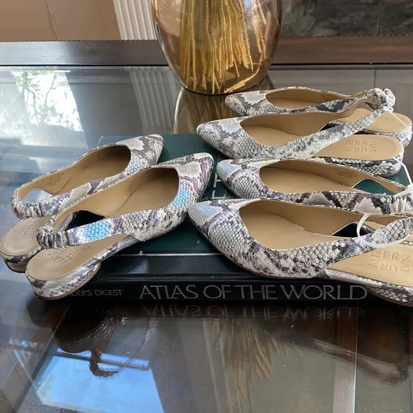 NaturalizerHalo Snake Print Leather Slingback Flats