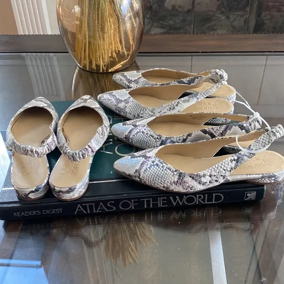 NaturalizerHalo Snake Print Leather Slingback Flats