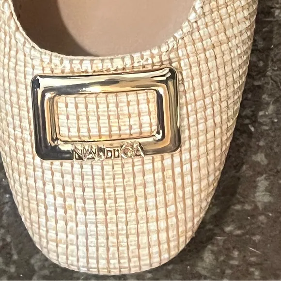 Nautica Halsell Women's Beige Textured Ballet Flats Square Toe Buckle Size 9.5