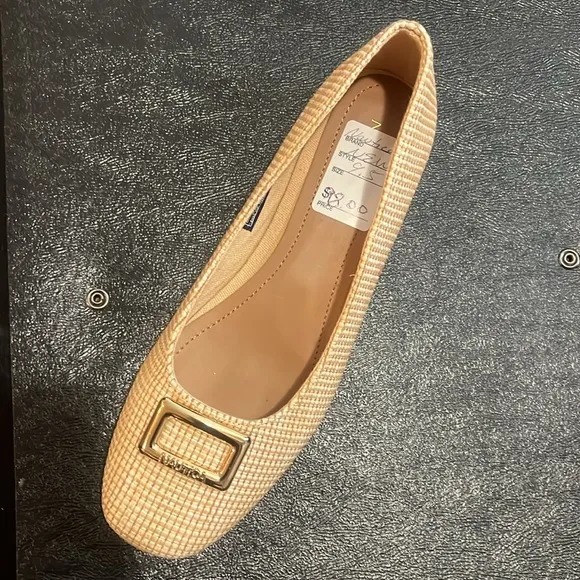 Nautica Halsell Women's Beige Textured Ballet Flats Square Toe Buckle Size 9.5