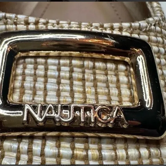 Nautica Halsell Women's Beige Textured Ballet Flats Square Toe Buckle Size 9.5