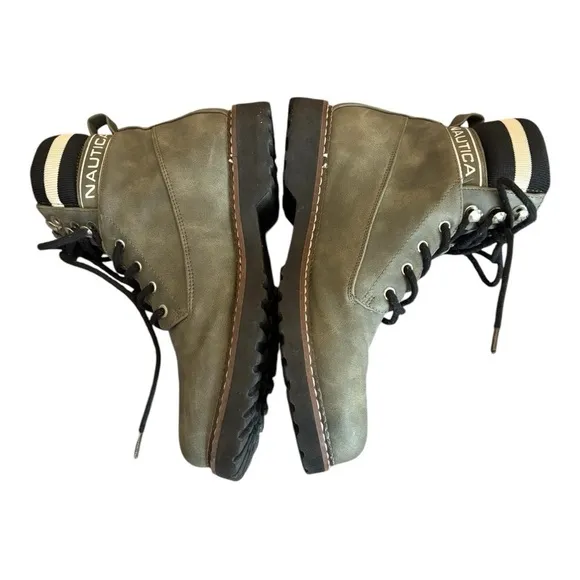 Nautica Women's Galiah Green Faux Suede Winter Hiking Snow Boots Size 7.5