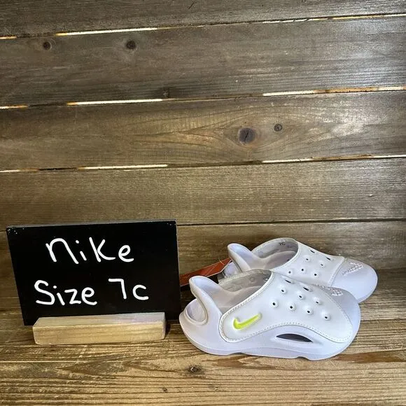 New $55 Little Kids Nike Aqua Swoosh Water/Land‎ White Shoes Sandals Size 7C