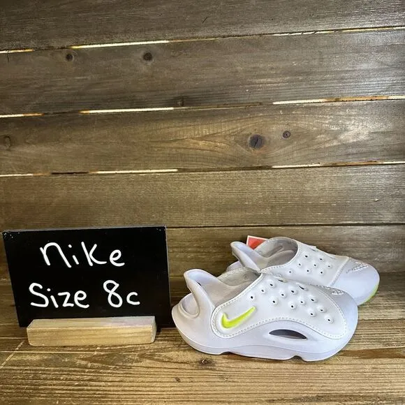 New $55 Little Kids Nike Aqua Swoosh Water/Land White Shoes Sandals Size‎ 8C