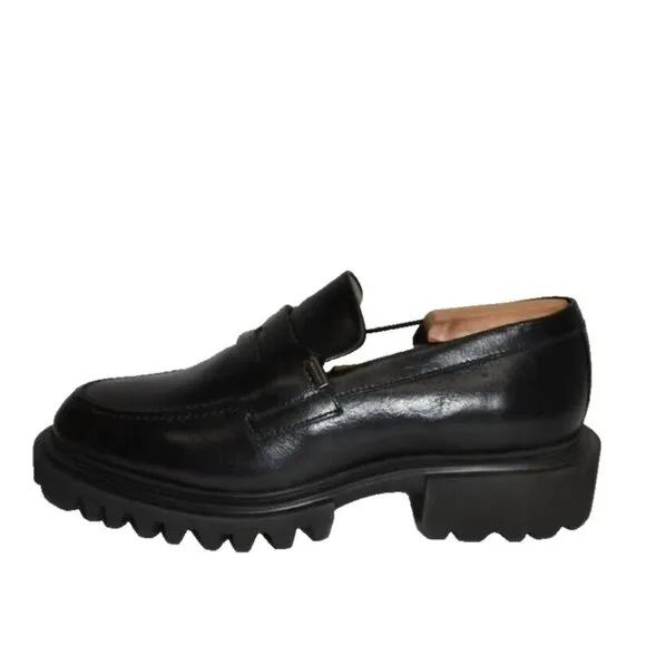 New! ALLSAINTS Lola Loafer Black Leather 40 EU 10 US DD479