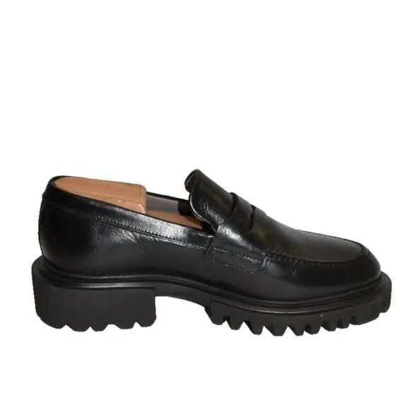 New! ALLSAINTS Lola Loafer Black Leather 40 EU 10 US DD479