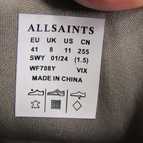 NEW AllSaints Womens Vix Sneakers Casual Low-Top Cushioned Suede Lace-Up Size 11