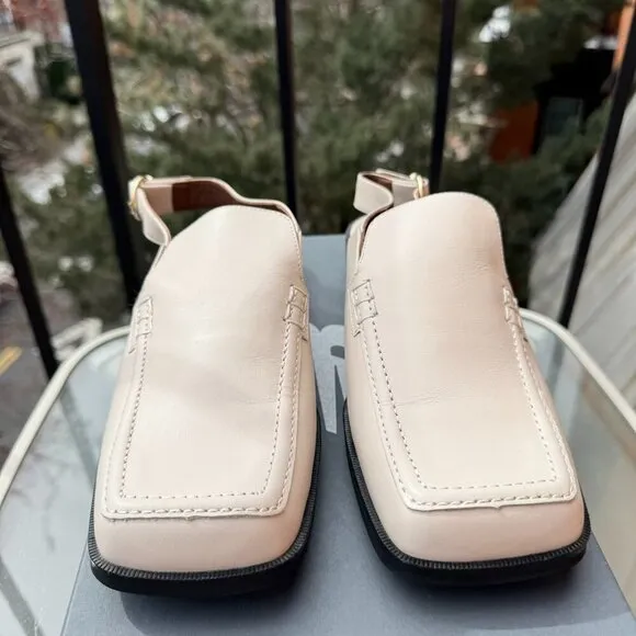 New  ALOHAS Abe Slingback Leather Loafer Sandals Shoes Flats in Cream Gold