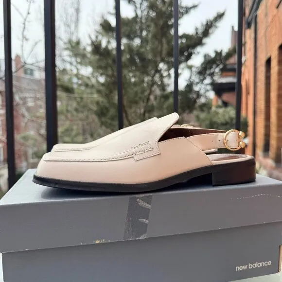 New  ALOHAS Abe Slingback Leather Loafer Sandals Shoes Flats in Cream Gold