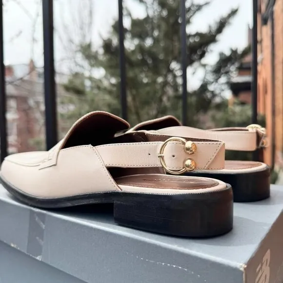New  ALOHAS Abe Slingback Leather Loafer Sandals Shoes Flats in Cream Gold