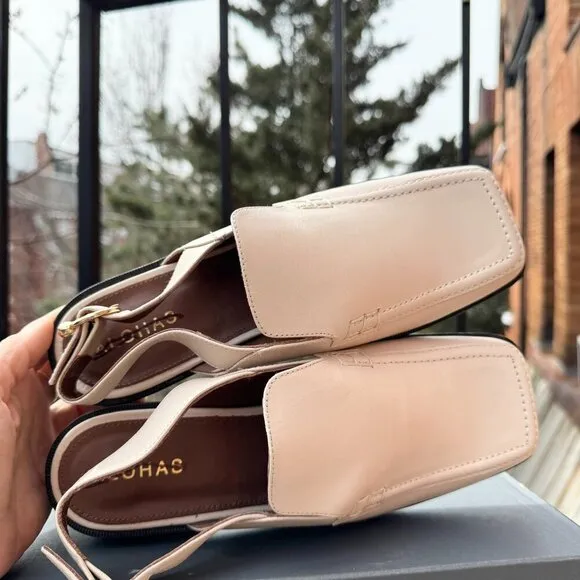 New  ALOHAS Abe Slingback Leather Loafer Sandals Shoes Flats in Cream Gold