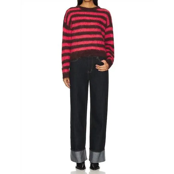 NEW AMERICAN VINTAGE bymi pullover sweater in bordeaux hortensia