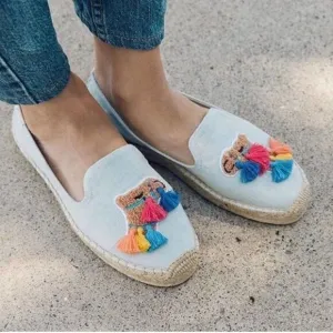 NEW Anthropologie Soludos Tasseled Camel Espadrilles Sz 8.5