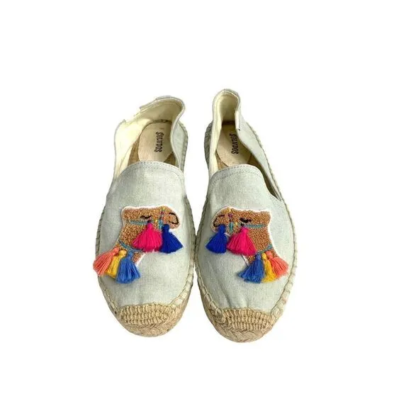 NEW Anthropologie Soludos Tasseled Camel Espadrilles Sz 8.5