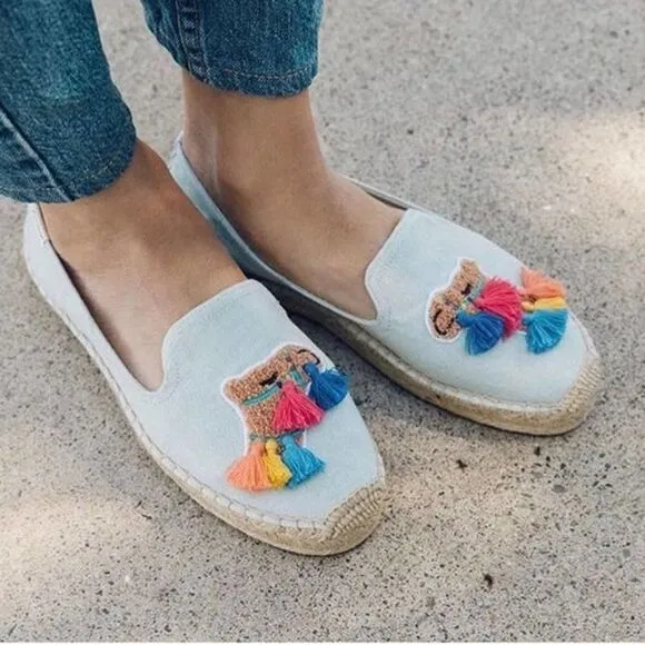 NEW Anthropologie Soludos Tasseled Camel Espadrilles Sz 8.5