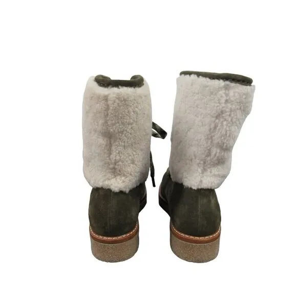 NEW Aquatalia Women US Size 8.5 Winter Suede Shearling Platform Boots