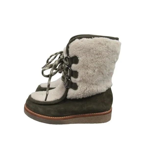 NEW Aquatalia Women US Size 8.5 Winter Suede Shearling Platform Boots