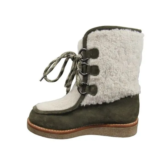 NEW Aquatalia Women US Size 8.5 Winter Suede Shearling Platform Boots