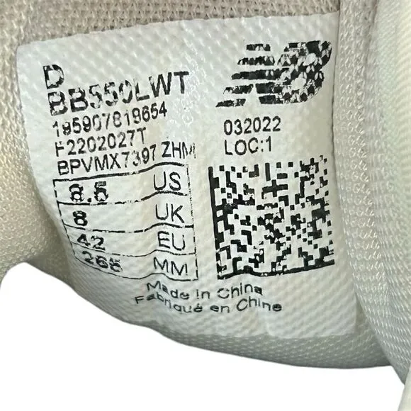 New Balance 550 Sea Salt Sneakers Shoes Unisex Size 8.5 White Athletic Casual