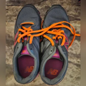 New Balance Gray and Pink Sneakers