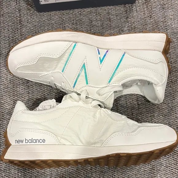 New Balance White Sneakers with Blue Accents