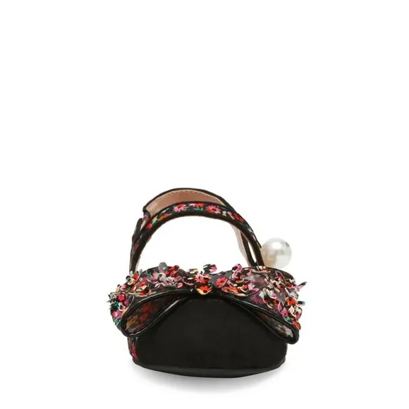NEW BETSEY JOHNSON Livy Slingback Flats Black Ditsy Floral for women 367mn