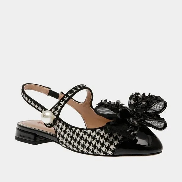NEW BETSEY JOHNSON Livy Slingback Flats Houndstooth for women 367mn
