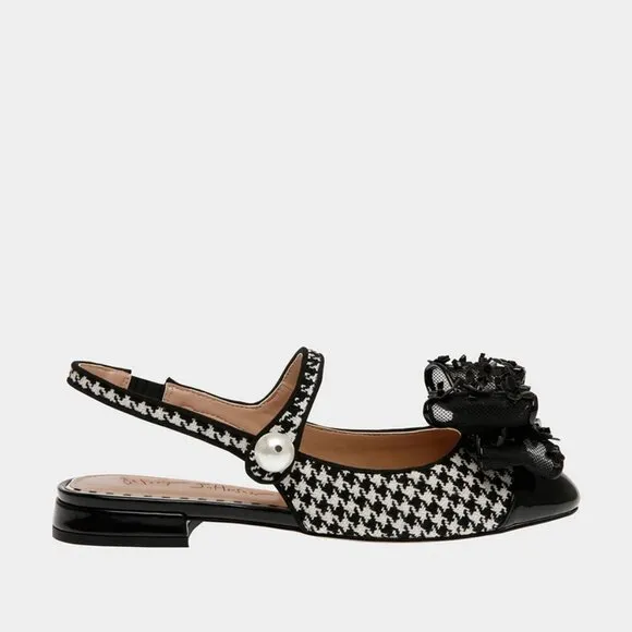NEW BETSEY JOHNSON Livy Slingback Flats Houndstooth for women 367mn