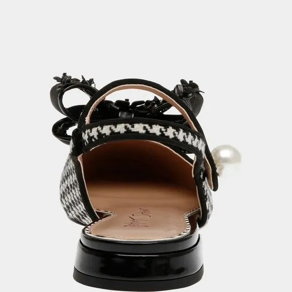 NEW BETSEY JOHNSON Livy Slingback Flats Houndstooth for women 367mn