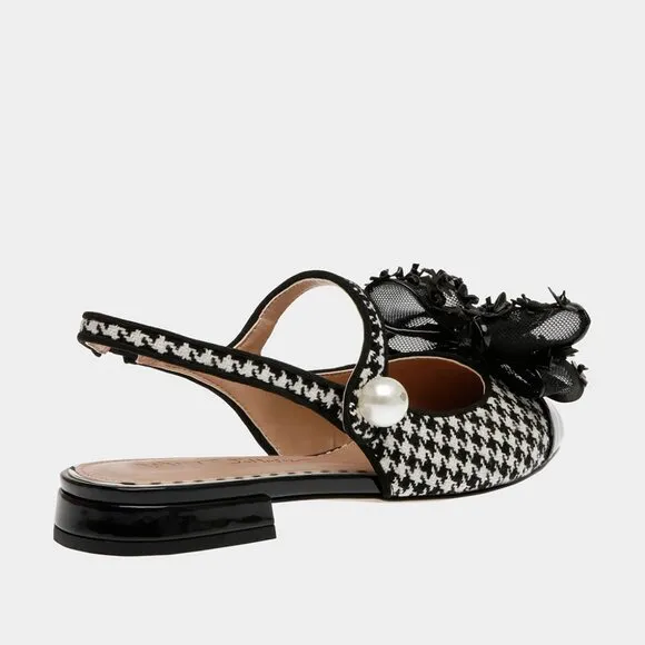 NEW BETSEY JOHNSON Livy Slingback Flats Houndstooth for women 367mn