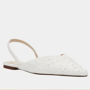 new Betsey Johnson Vance Mule Pearl Flats Womens 254 3M2t