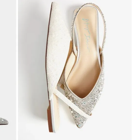 new Betsey Johnson Vance Mule Pearl Flats Womens 254
