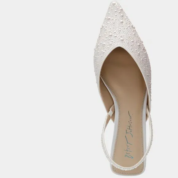 new Betsey Johnson Vance Mule Pearl Flats Womens 254
