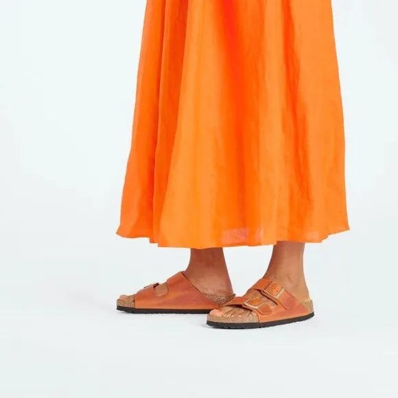 NEW Birkenstock Arizona Embossed Sandals - Suede Burnt Orange unisex 252