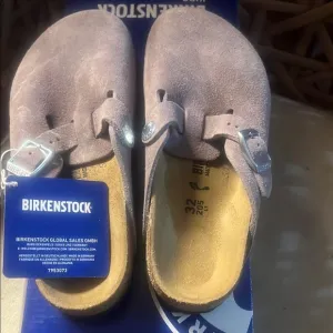 New Birkenstock Boston Kids Suede  Faded Purple Sandals  1 NWB