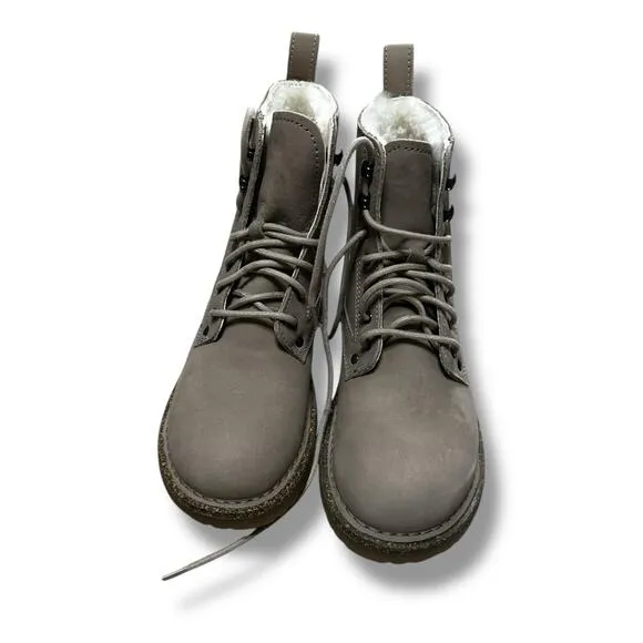 New Birkenstock Bryson Shearling Lined Combat Lace Boots Beige Taupe EU 38 US 7