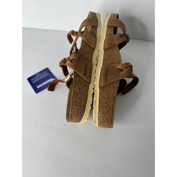 New Birkenstock Franca Braided Sandals Cognac Leather Size EU 37 US 6