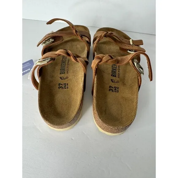 New Birkenstock Franca Braided Sandals Cognac Leather Size EU 37 US 6