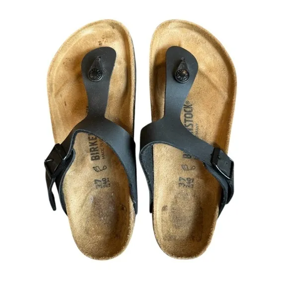 New! Birkenstock Gizeh Black Sandals 37 Regular
