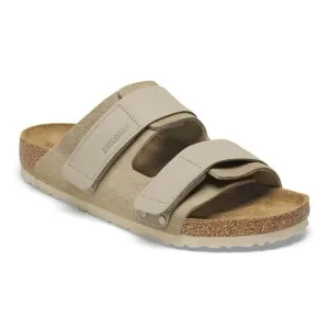 New Birkenstock Uji Nubuck Suede Leather Slide Sandals in Suede Taupe Tan