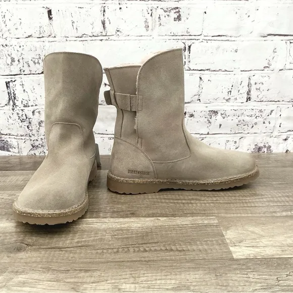 New Birkenstock uppsala boots taupe rose shearling buckle size 39